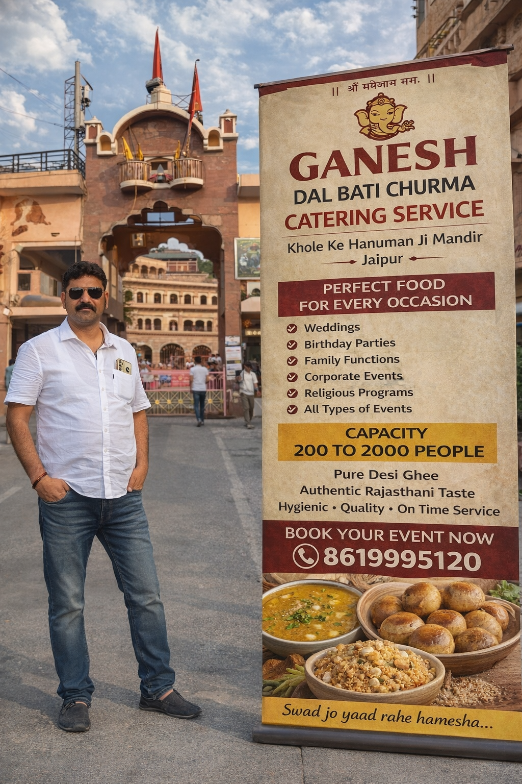 authentic marwari caterers in jaipur churma prasadi preparation for Khole Ke Hanuman Ji