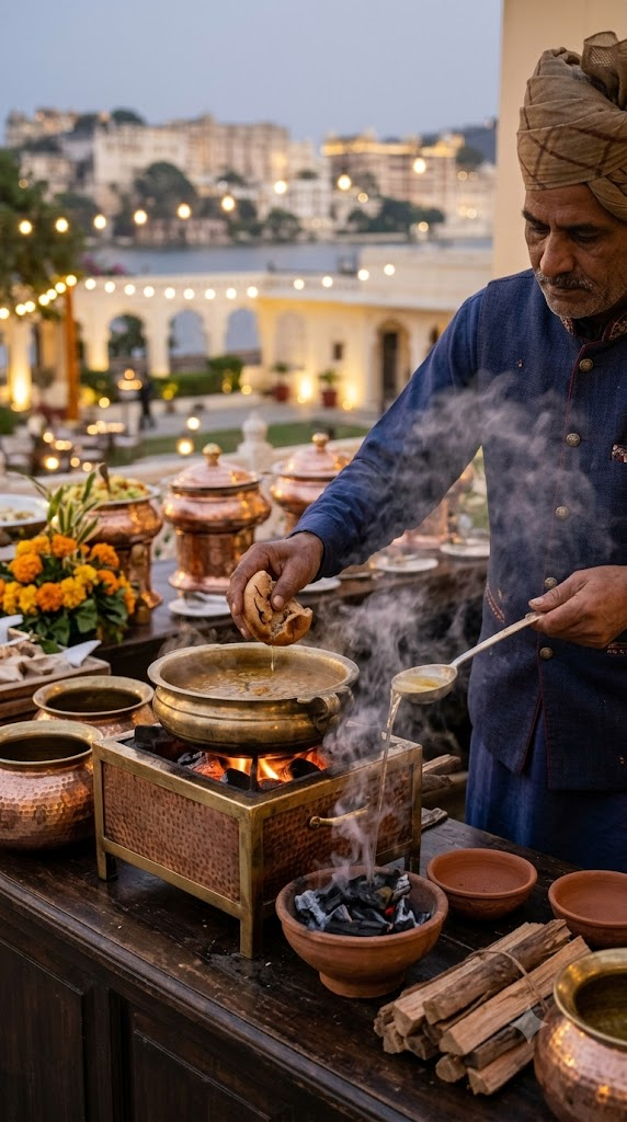 Ganesh Catering Live Smoke Bati Preparation Udaipur